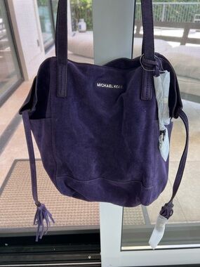 MICHAEL KORS Deep Purple Suede Shoulder Bag